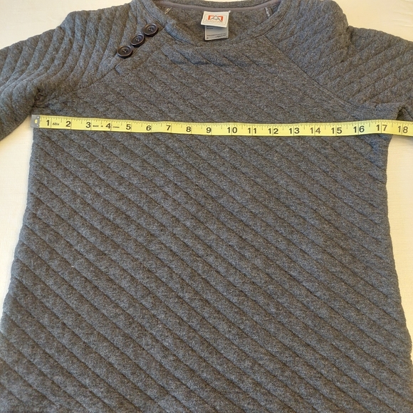 Avalanche Grey Quilted Button Cuff Crewneck Sweatshirt Outdoor Minimalist Size S - Picture 16 of 16